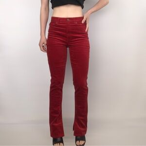 Banana Republic Velvet Split Hem Straight Jeans High Rise Red Size 27